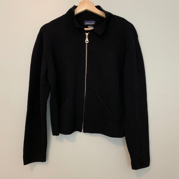 Patagonia Sweaters - Patagonia Full Zip 100% Wool Sweater Black Large